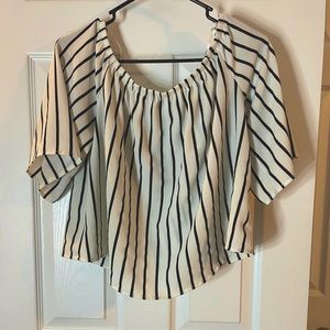 Off the shoulder striped crop shirt